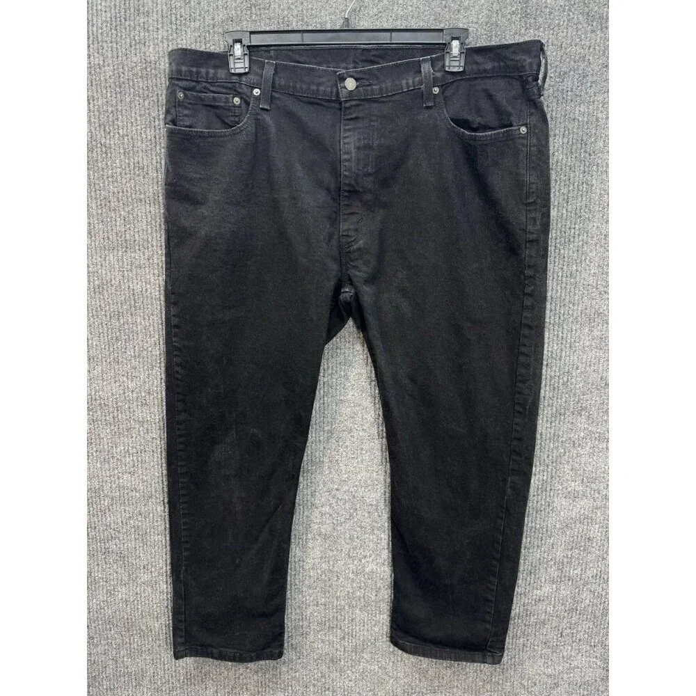 Levis 502 Jeans Men’s 44x30 Fits 44x27 Black Classic Taper Stretch Denim Fade